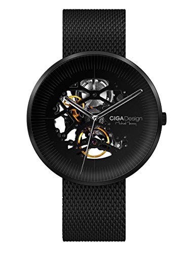 Reloj Hombres Esqueleto Automático Analógico Mecánico Correa de Acero Inoxidable Malla Casual Cover