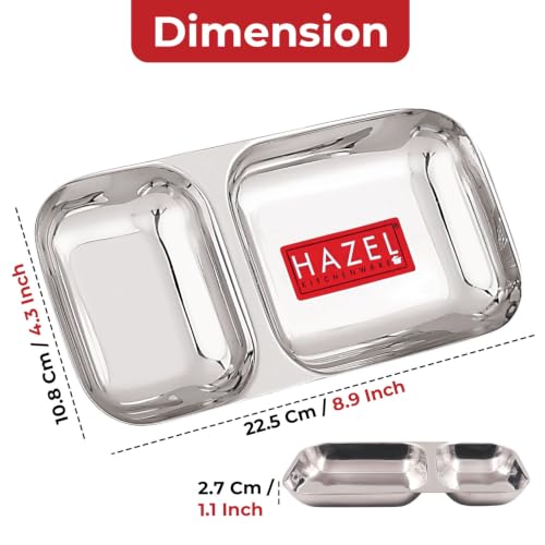 Image of HAZEL Steel Section Plate Set of 6 | 2 in 1 Plates Snacks Serving Tray