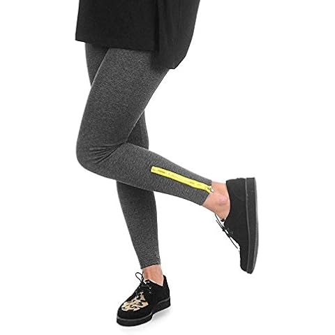Loomiloo Leggings con Cremallera en la pierna Fein Rip acabado en diferentes colores Basic Gris gris oscuro Cover