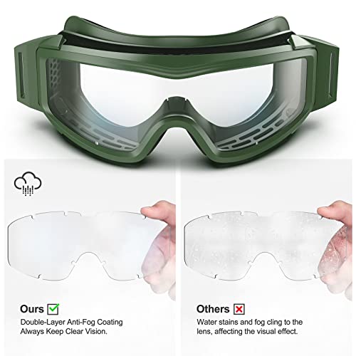 Image of xaegistac Tactical Goggles Anti fog-Airsoft Tactical Glasses | with Interchangeable Lenses,Ballistic Military Goggles for Shooting Hunting Outdoor Sports