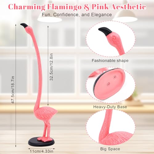 Maxdot Pink Flamingo Paper Towel Holder 18.7'' Cast Iron Paper Towel Holder Tropical Pink Standing Flamingo Gift Decorative Women Craft Display for Bathroom Toilet — view 2