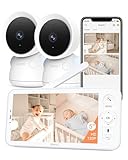 ARENTI Baby Monitor with 2 Cameras, 2K/3MP WiFi 6 Camera and Audio, 5-inch Wireless Screen, Smartphone App, Super Night Vision, Crying Detection, Auto Tracking, Temp&Humidity Sensor (D3 Set)