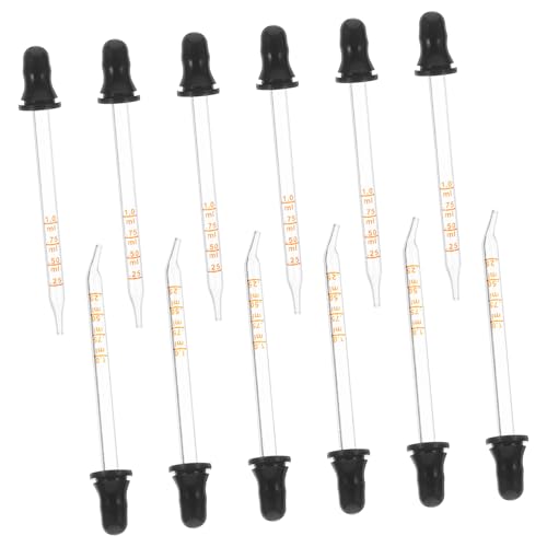 FOMIYES 12pcs Glass Scale Pipette Droppers Essential Oil Dropper Set Calibrated Straight and Bent Tips Easy to Use