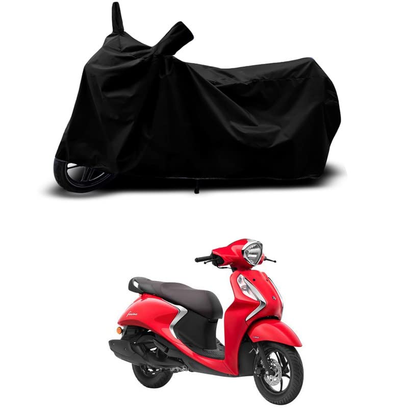 Image of 100% Scratchproof /UV-Rays /Heat Protection /Birds Dropping /Water Resistant /Dust Proof /Waterproof /Full Bike Scooty Two Wheeler Body Cover Compatible for Fascino 125 All Varients[Black]