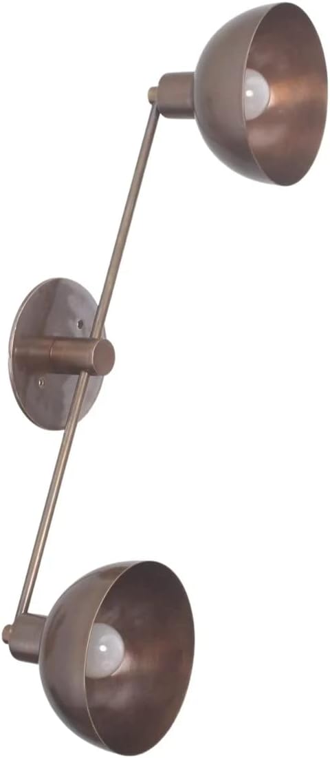 NauticalMart 2 Armed Wall Light Modern Brushed Brass Sputnik Chandelier Light Fixture (White)