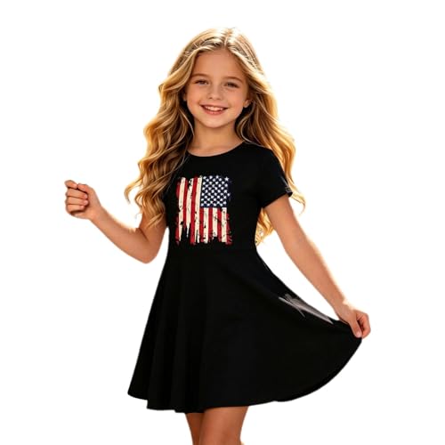 Vestido patriótico infantil de manga corta ideal para eventos y días feriados