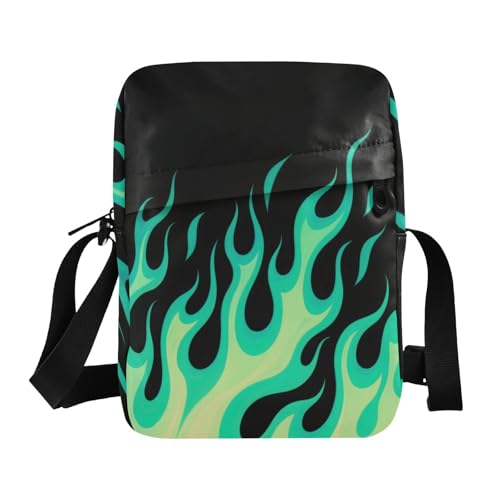 mens messenger bag crossbody bag men Womens Cross Body Purse Bags Adjustable Strap for Casual Casual- Flowing Fire Giraffe Green