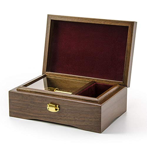 Modern 30 Note Natural Dark Walnut Minimal Musical Jewelry Box - All I Ask Of You #TOP2