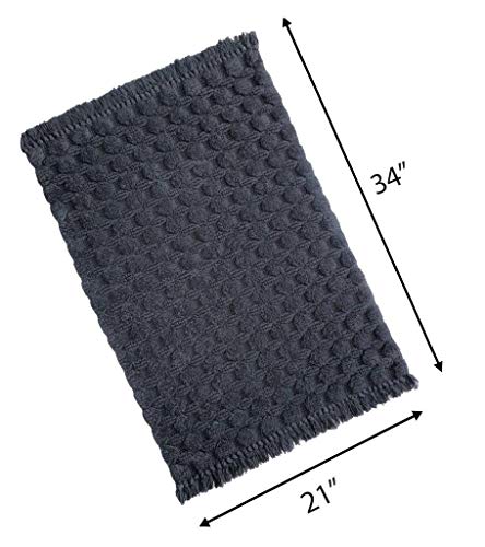 Image of THE HOME TALK Cotton Bathmats | Water Absorbent Runners | Regular Striped Rugs | Floor Mats for Kitchen, Bathroom & Sink | Ultra Soft Mats | Non-Slip Store (Dark Grey, 21 x 34 in)