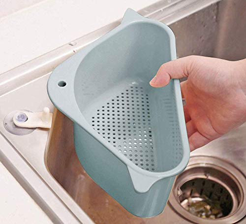 Image of Kitchen Sink Drain Basket | Corner Sink Strainer with Hanging Filter | Triangle Sink Strainer Basket for Kitchen & Bathroom Waste Drain (2)