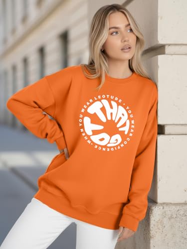 Image of LEOTUDE Women's Boyfriend Fit Loopknit Sweatshirt | Full Sleeve Drop Shoulder | Sweatshirt for Women