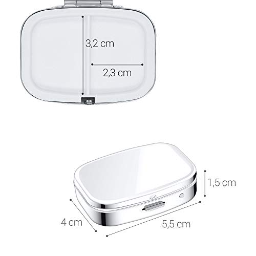 kwmobile Pillendoos met 2 vakken - Set van 2x Roestvrij Staal Pillendoosje - Organizer Voor Tabletten en Pillen - in zilver - Afbeelding 4