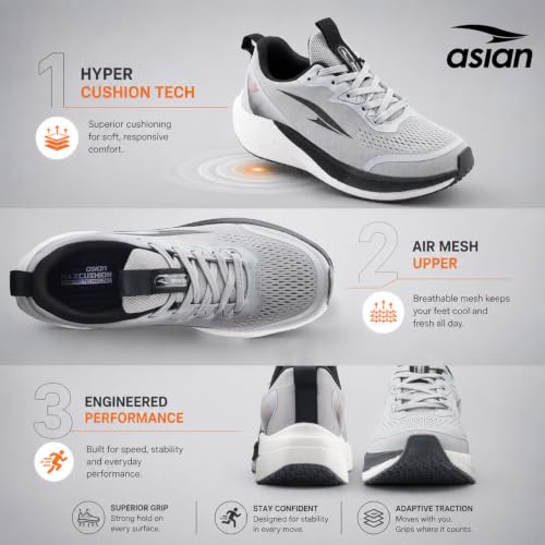 Image of ASIAN Hypercushion Carbon-13 Men's Running Shoes | Lightweight Memory Foam Shoes with Breathable Mesh Upper