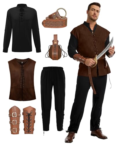 Costume viking homme costume de pirate pour fête médiévale LARP