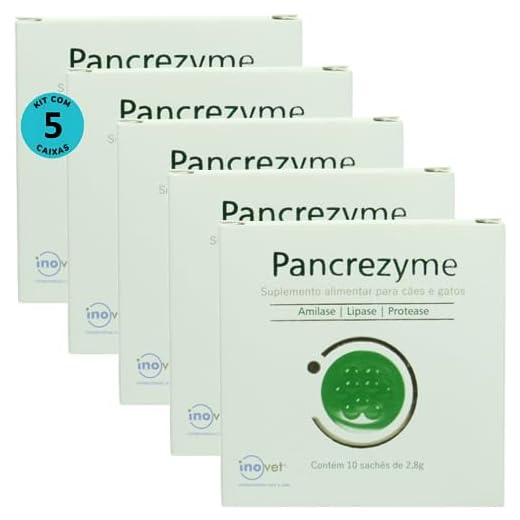 Pancrezyme Suplemento Para Cães e Gatos 2,8g C/ 10 Sachê Kit Com 5