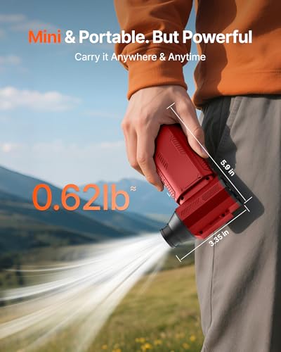Image of Compressed Air Duster, 130,000RPM Ultra-Powerful Electric Air Duster | 8000mAh Rechargeable Battery Cordless Blower, 4-Gear Adjustable Air Blower for Keyboard, Computer, Car, Home Cleaning - Red