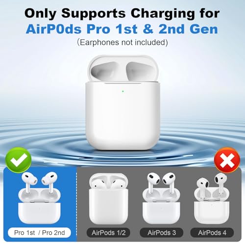 Image of Wireless Charging Case Replacement Compatible with AirPods Pro 1st & 2nd Gen, USB-C and Wireless Charger Case with Bluetooth Pairing Sync Button (Earbuds Not Included)