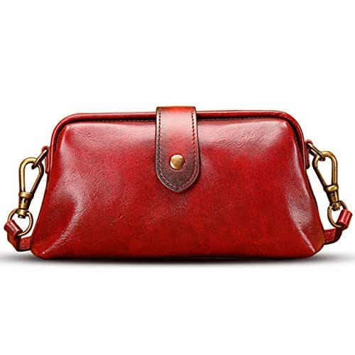 Vintage Doctor Bag Purse for Women – Handmade Leather Shoulder Bag, Retro Crossbody, Small Barrel Travel Handbag