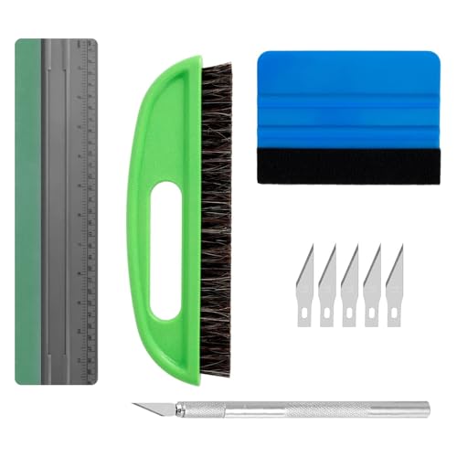 Juego de 5 herramientas para empapelar, incluye cepillo para empapelar, rasqueta para empapelar, herramienta de corte, herramienta de alisado, para papel pintado, película de ventana, vinilo y