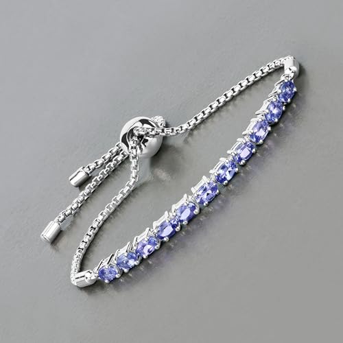 Natural Tanzanite Oval Bolo Bracelet in .925 Sterling Silver - Adjustable Up to 9 Inch for Women3