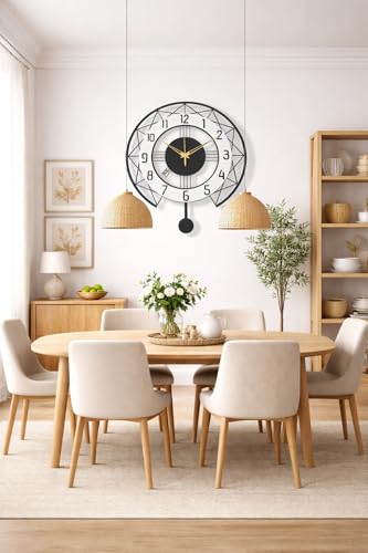 Image of Wall Clock for Living Room Stylish | Sweep and Silent Machine | Metal Wall Watch for Office, Bedroom, Hall | Big Size Morden Wall Decor for Home (15 Inch Matt Black)