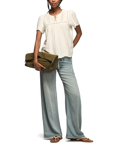 Lucky Brand Vertical Trimmed Shell Tee Whisper White
