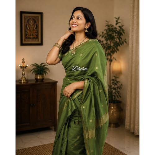 Image of Original Maheswari Cotton Silk Saree for Women | Kanjivaram Pure Silk Cotton Sari with Blouse | Zari Work | Tassels | Handloom Weave