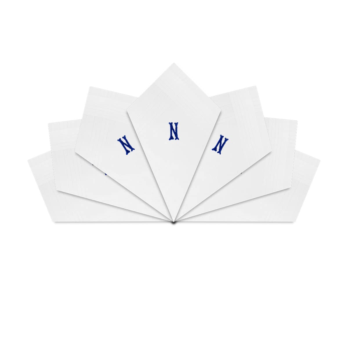 Warwick & Vance Unisex N 7 Pack Of Mens/Gentlemens White Sati Bordered Handkerchiefs With Blue Embroidered Initials, Letter