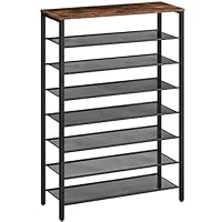 8-Tier Shoe Rack, Large Capacity Shoe Shelf, Shoe Organizer for Entryway, 28-32 Pairs of Shoes, Stable Sturdy, Tall Shoe Rack with Adjustable Metal Mesh Shelves, Rustic Brown SRHR1801Z