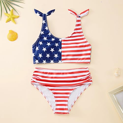 Image of Toddler Girls Swimsuit Bowknot Swimwear Kids Two Piece Bathing Suits Bikini Set for Girls 2-12 Years