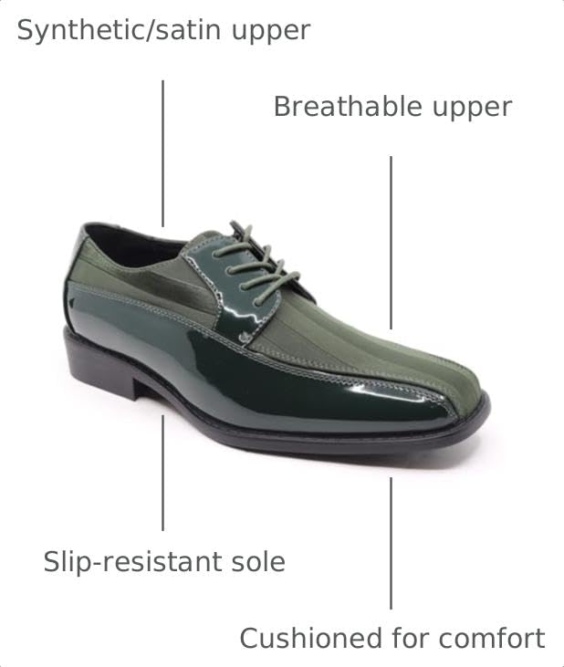 Image of Men's Oxford Lace up Striped Satin Patent Tuxedo Dress Shoes MC-179