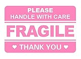 Fragile Sticker,200pcs 2x3 Pink Fragile Sticker for Boxes,Cartons Shipping