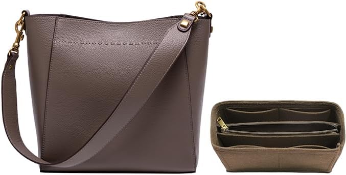 DORIS&JACKY Genuine Leather Bucket Hobo Bag for Women Designer Shoulder Purse and Satchel Tote with Detachable Wide Strap