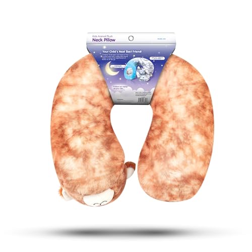 Image of Cloudz Kids Super Soft N' Cuddly Animal Airplane Travel Neck Pillow! Keep Children Comfy and Supported with a Buddy While Traveling or just Resting at Home - Brown Bear
