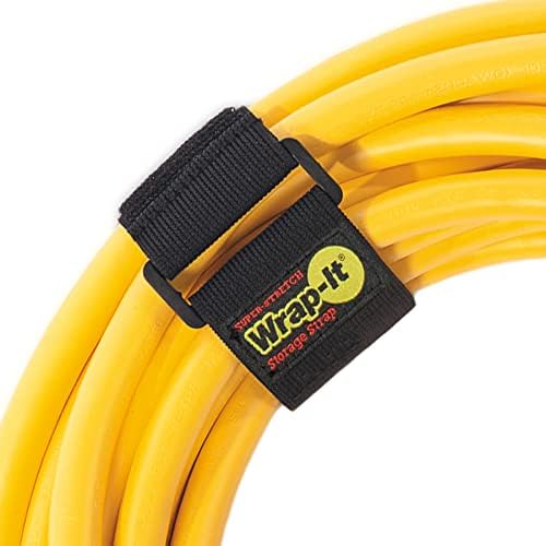 Super-Stretch Wrap-It Storage Straps, 12" (8 Pack) - Elastic Hook and Loop Cinch Straps - Reusable Extension Cord Organizer, Cable Ties, Hose Storage, Accessories Holder for Garage Organization