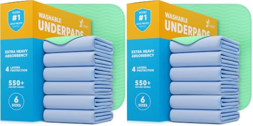 Image of GREEN LIFESTYLE Washable Underpads - Heavy Absorbency Reusable Bedwetting Incontinence Pads for Kids, Adults, Elderly, and Pets for Bed, Sofa, Couch, Floor (Pack of 20 - 34x36)