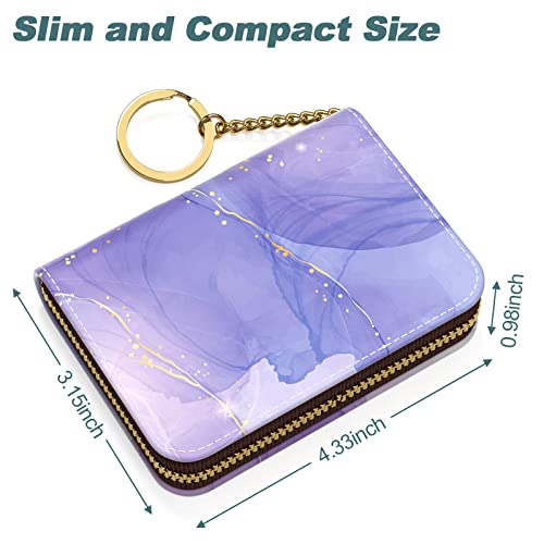 Image of Nipichsha Credit Card Holder, Small RFID Card Wallet for Women, Slim Leather Card Holder Wallet, Purple Marble, 4.33 x 3.15 x 0.98 inches, Fashions