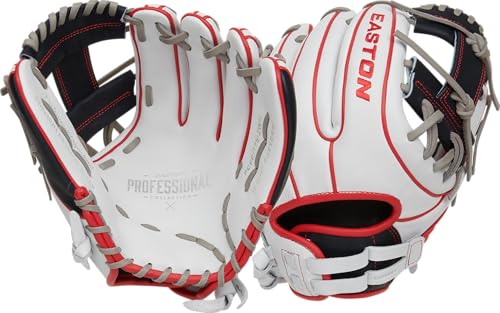 Easton | Professional Collection Fastpitch Softball Glove | Right Hand Throw | 11.75' - Pro I-Web | White/Navy/Red