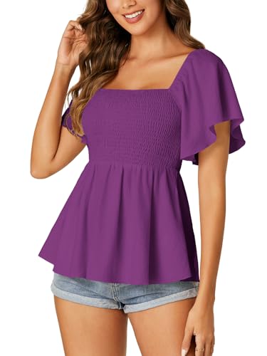 Image of LYANER Women's Square Neck Cute Peplum Top