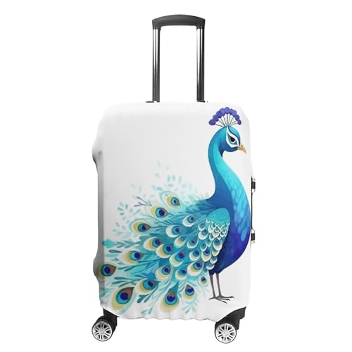 Cartoon Blue Peacock Luggage Cover Travel Suitcase Covers for Luggage Elastic Carry on Luggage Covers for Suitcase Tsa Approved Washable Luggage Sleeve Protector Fits 18-32 Inch XL
