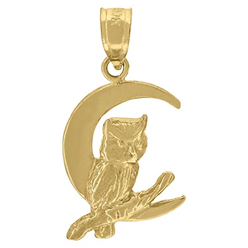 Auriga Fine Jewelry 10K Yellow Gold Owl Moon Animal Charm
