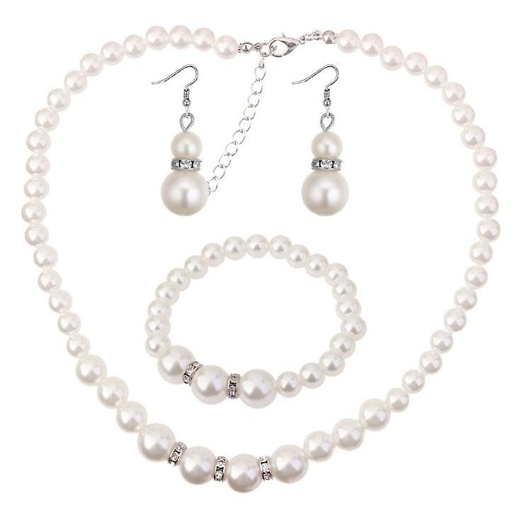 SYGA Pearl Silver Shinning Earring Bracelet Necklace Set Rhinestones Jewelry For Women, Gift, Party - Silver Metallic Off-White (B09Z2LZ54R) Amazon Price History, Amazon Price Tracker