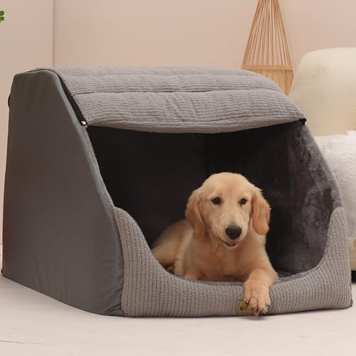 ペットハウス ドーム型 中型犬 暖かい 滑り止め 折りたたみ ペットはうす ドーム 冬 犬 夏用 通年 寒さ対策 おしゃれ ドーム型ベッド 犬 特大 かわいい 犬ベッドドーム型 取り外し可能 猫ハウス冬用 可愛い 室内用 丈夫 (XXL,グレー)