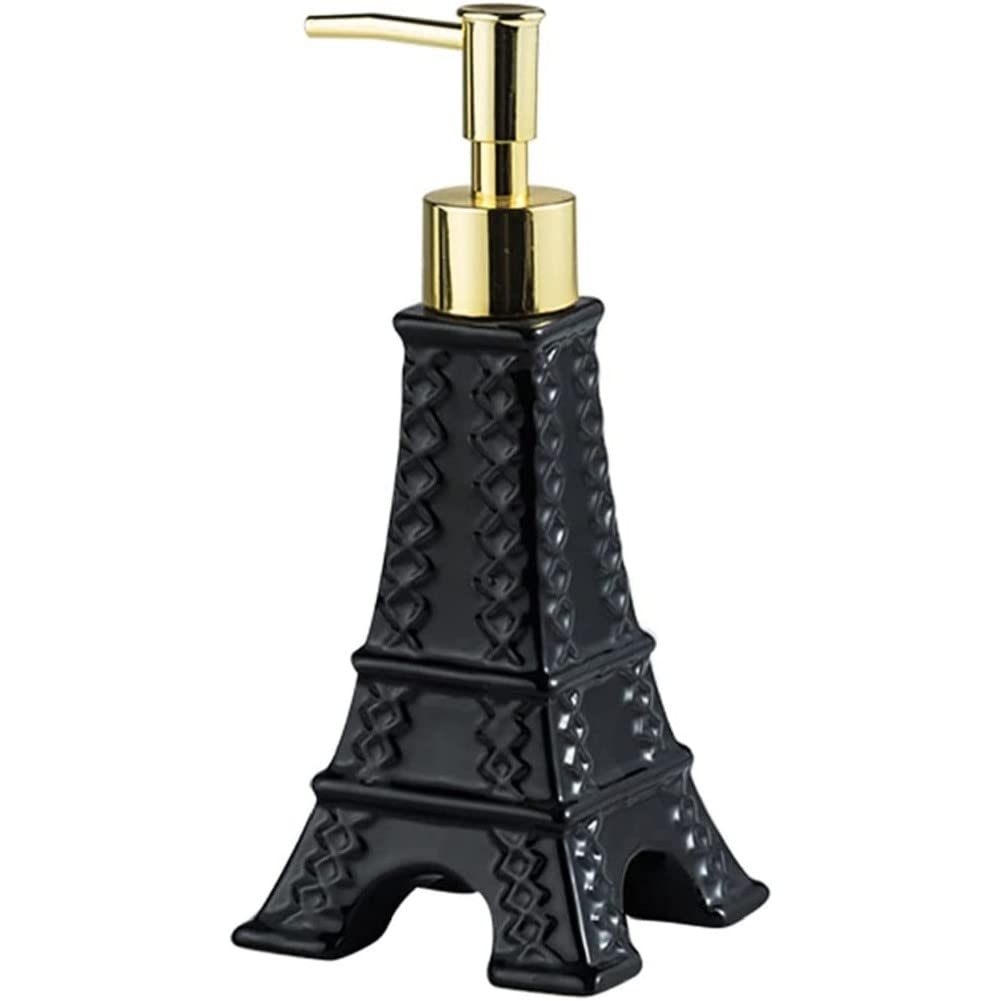 Eiffelturm Seifenspender Aus Keramik – 200 Ml, Schwarz Mit Verchromter Pumpe, Paris-Deko Für Bad & Küche