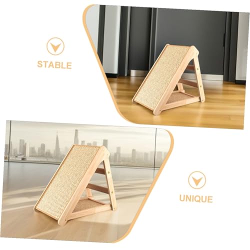 Rascador de Madera en Forma de L con Base de Sisal para Gatos miniatura 3