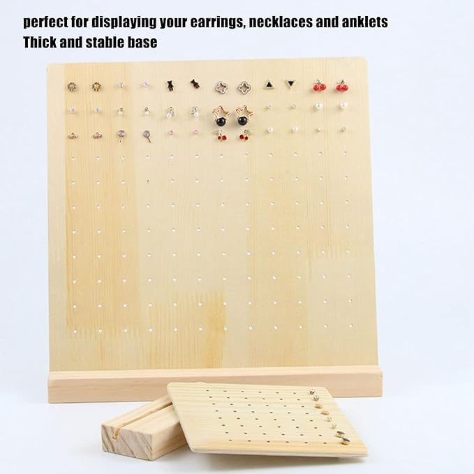 Image of 90 Holes Wooden Earring Stand Jewellery Display Stand
