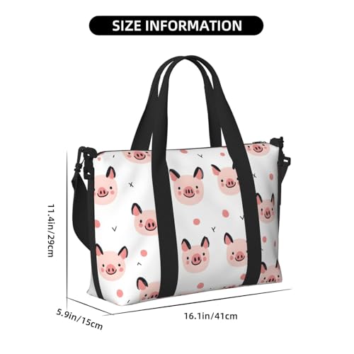 Laptop Tote Bag for Women Work - Cute Pig Print Weekender Overnight Bags for Women Travel, Gym Duffle Bag for Men, Personal Item Crossbody Travel Bags for Men Carry On2