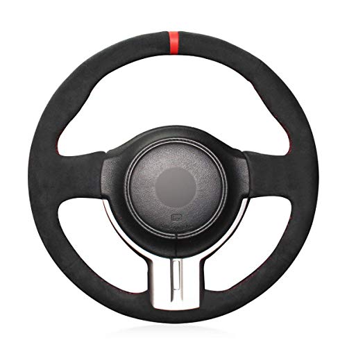 JI Loncky Auto Custom Black Suede Custom Fit Steering Wheel Covers for 2013 2014 2015 2016 Scion FR-S / 2013 2014 2015 2016 Subaru BRZ/Toyota 86 Accessories