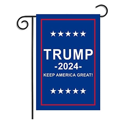 Donald Trump 2024 Election Garden Flag 12 x 18 Inches - Polyester Double Sided Printed Blue Keep America Great USA President Flags for Yard (Flag Only) Cover