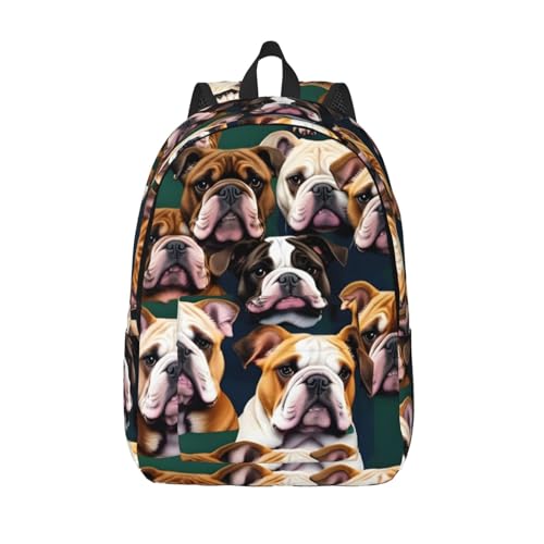 Sac à dos bouledogue pour femme, grand compartiment PC portable et voyage